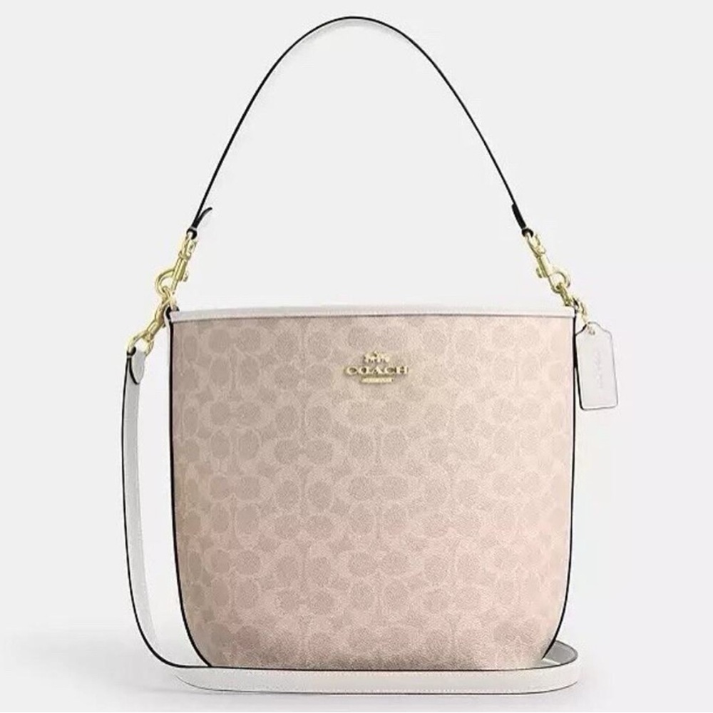 NWT Coach City Large Bucket Bag In Signature Canvas CT802 Gold/Sand/ Chalk🤎🤍